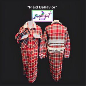 Upcycled long flannel plaid duster shacket